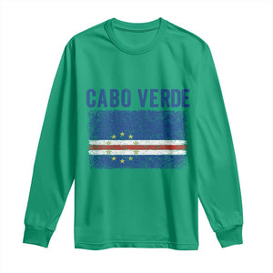 Cabo Verde Distressed Flag National Pride Long Sleeve Shirt Cape Verde Heritage Pride Retro Grunge Graphic