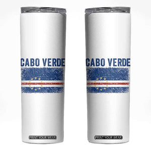 Cabo Verde Distressed Flag National Pride Skinny Tumbler Cape Verde Heritage Pride Retro Grunge Graphic TS02 White Print Your Wear