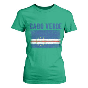 Cabo Verde Distressed Flag National Pride T Shirt For Women Cape Verde Heritage Pride Retro Grunge Graphic