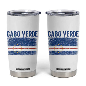Cabo Verde Distressed Flag National Pride Tumbler Cup Cape Verde Heritage Pride Retro Grunge Graphic TS02 White Print Your Wear