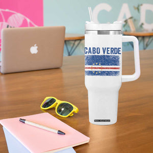 Cabo Verde Distressed Flag National Pride Tumbler With Handle Cape Verde Heritage Pride Retro Grunge Graphic TS02 Print Your Wear