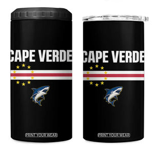 Cape Verde Flag Blue Shark Heritage 4 in 1 Can Cooler Tumbler Cabo Verde Verdean Pride Soccer Football Fans TS02 One Size: 16 oz Black Print Your Wear