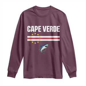 Cape Verde Flag Blue Shark Heritage Long Sleeve Shirt Cabo Verde Verdean Pride Soccer Football Fans