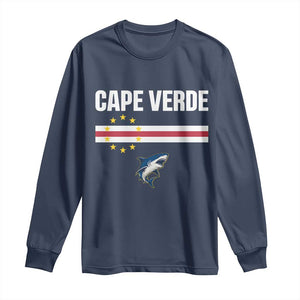Cape Verde Flag Blue Shark Heritage Long Sleeve Shirt Cabo Verde Verdean Pride Soccer Football Fans