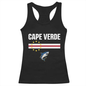 Cape Verde Flag Blue Shark Heritage Racerback Tank Top Cabo Verde Verdean Pride Soccer Football Fans