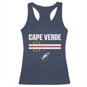 Cape Verde Flag Blue Shark Heritage Racerback Tank Top Cabo Verde Verdean Pride Soccer Football Fans