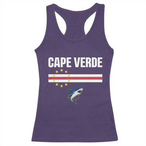 Cape Verde Flag Blue Shark Heritage Racerback Tank Top Cabo Verde Verdean Pride Soccer Football Fans
