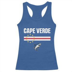 Cape Verde Flag Blue Shark Heritage Racerback Tank Top Cabo Verde Verdean Pride Soccer Football Fans