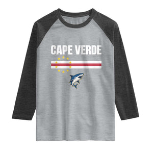 Cape Verde Flag Blue Shark Heritage Raglan Shirt Cabo Verde Verdean Pride Soccer Football Fans