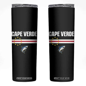 Cape Verde Flag Blue Shark Heritage Skinny Tumbler Cabo Verde Verdean Pride Soccer Football Fans TS02 Black Print Your Wear