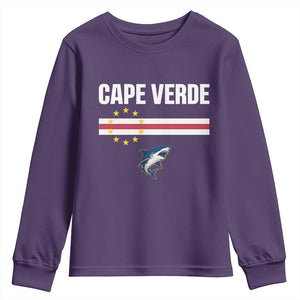 Cape Verde Flag Blue Shark Heritage Youth Sweatshirt Cabo Verde Verdean Pride Soccer Football Fans