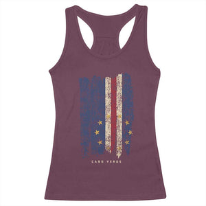 Cape Verde Vertical Brush Stroke Flag Graphic Racerback Tank Top Cabo Verde National Pride Artistic Gift
