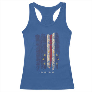 Cape Verde Vertical Brush Stroke Flag Graphic Racerback Tank Top Cabo Verde National Pride Artistic Gift