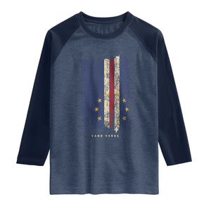 Cape Verde Vertical Brush Stroke Flag Graphic Raglan Shirt Cabo Verde National Pride Artistic Gift