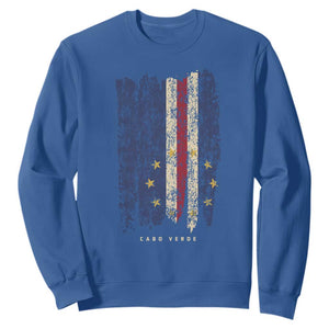 Cape Verde Vertical Brush Stroke Flag Graphic Sweatshirt Cabo Verde National Pride Artistic Gift