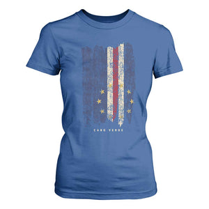 Cape Verde Vertical Brush Stroke Flag Graphic T Shirt For Women Cabo Verde National Pride Artistic Gift