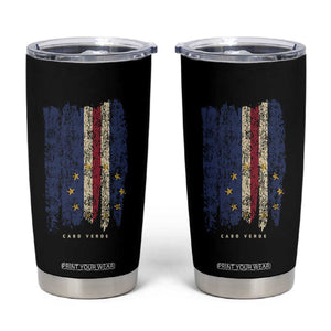 Cape Verde Vertical Brush Stroke Flag Graphic Tumbler Cup Cabo Verde National Pride Artistic Gift TS02 Black Print Your Wear