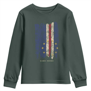 Cape Verde Vertical Brush Stroke Flag Graphic Youth Sweatshirt Cabo Verde National Pride Artistic Gift