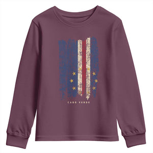 Cape Verde Vertical Brush Stroke Flag Graphic Youth Sweatshirt Cabo Verde National Pride Artistic Gift
