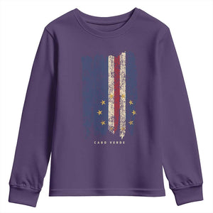 Cape Verde Vertical Brush Stroke Flag Graphic Youth Sweatshirt Cabo Verde National Pride Artistic Gift
