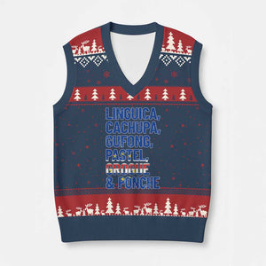 Cape Verde Traditional Food & Drinks List V-Neck Knit Sweater Vest Cabo Verdean Cachupa Grogue Heritage Gift