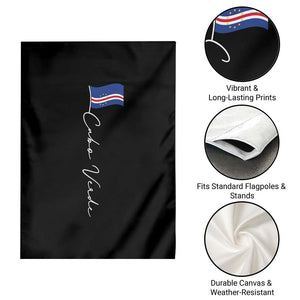 Cabo Verde Elegant Script Flag Graphic Garden Flag Cape Verde Minimalist Cursive National Pride Gift TS02 Print Your Wear