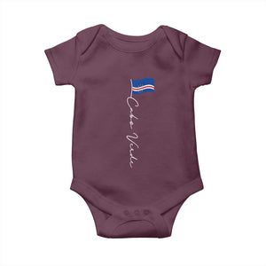 Cabo Verde Elegant Script Flag Graphic Baby Onesie Cape Verde Minimalist Cursive National Pride Gift