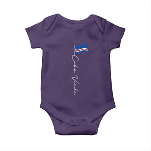 Cabo Verde Elegant Script Flag Graphic Baby Onesie Cape Verde Minimalist Cursive National Pride Gift