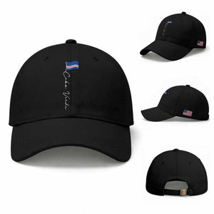 Cabo Verde Elegant Script Flag Graphic Baseball Cap Cape Verde Minimalist Cursive National Pride Gift