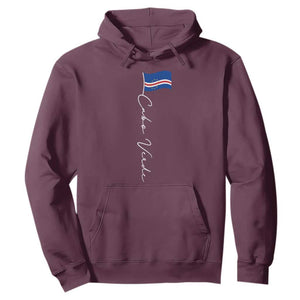 Cabo Verde Elegant Script Flag Graphic Hoodie Cape Verde Minimalist Cursive National Pride Gift