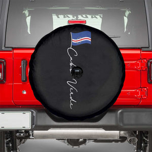 Cabo Verde Elegant Script Flag Graphic Spare Tire Cover Cape Verde Minimalist Cursive National Pride Gift TS02 Black Print Your Wear