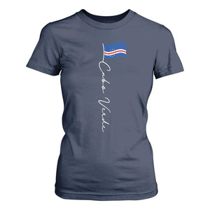 Cabo Verde Elegant Script Flag Graphic T Shirt For Women Cape Verde Minimalist Cursive National Pride Gift