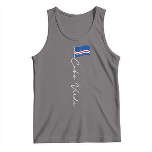 Cabo Verde Elegant Script Flag Graphic Tank Top Cape Verde Minimalist Cursive National Pride Gift