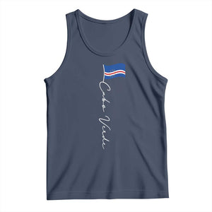 Cabo Verde Elegant Script Flag Graphic Tank Top Cape Verde Minimalist Cursive National Pride Gift