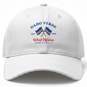 Cabo Verde West Africa Crossed Flags Baseball Cap Cape Verde Est 1975 Retro National Pride