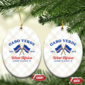 Cabo Verde West Africa Crossed Flags Ceramic Ornament Cape Verde Est 1975 Retro National Pride