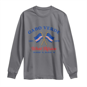 Cabo Verde West Africa Crossed Flags Long Sleeve Shirt Cape Verde Est 1975 Retro National Pride