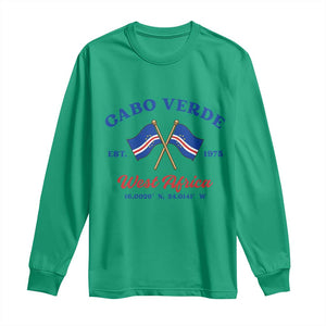 Cabo Verde West Africa Crossed Flags Long Sleeve Shirt Cape Verde Est 1975 Retro National Pride