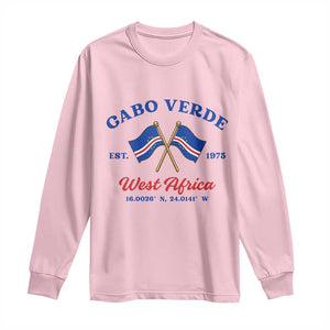Cabo Verde West Africa Crossed Flags Long Sleeve Shirt Cape Verde Est 1975 Retro National Pride