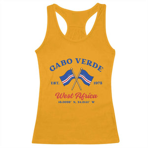 Cabo Verde West Africa Crossed Flags Racerback Tank Top Cape Verde Est 1975 Retro National Pride