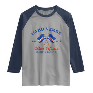 Cabo Verde West Africa Crossed Flags Raglan Shirt Cape Verde Est 1975 Retro National Pride