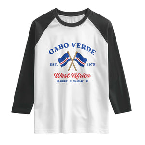 Cabo Verde West Africa Crossed Flags Raglan Shirt Cape Verde Est 1975 Retro National Pride