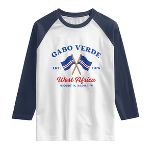 Cabo Verde West Africa Crossed Flags Raglan Shirt Cape Verde Est 1975 Retro National Pride