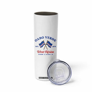 Cabo Verde West Africa Crossed Flags Skinny Tumbler Cape Verde Est 1975 Retro National Pride