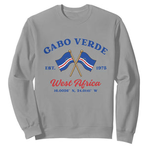 Cabo Verde West Africa Crossed Flags Sweatshirt Cape Verde Est 1975 Retro National Pride