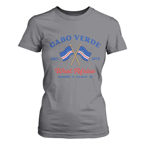 Cabo Verde West Africa Crossed Flags T Shirt For Women Cape Verde Est 1975 Retro National Pride