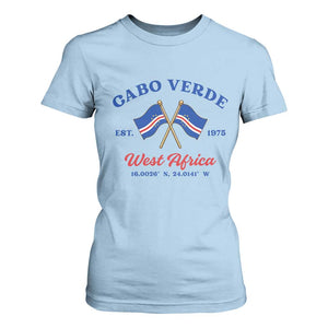 Cabo Verde West Africa Crossed Flags T Shirt For Women Cape Verde Est 1975 Retro National Pride