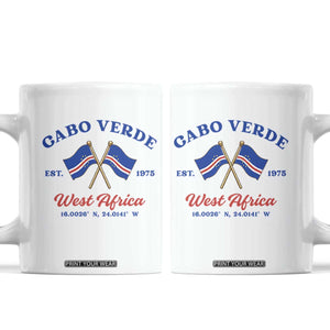 Cabo Verde West Africa Crossed Flags Coffee Mug Cape Verde Est 1975 Retro National Pride