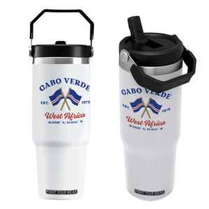 Cabo Verde West Africa Crossed Flags Flip Straw Tumbler Cape Verde Est 1975 Retro National Pride
