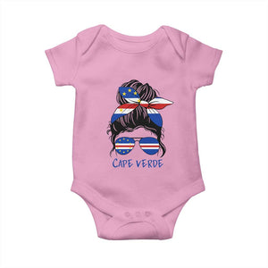 Cape Verde Messy Bun Girl Flag Sunglasses Graphic Baby Onesie Cabo Verde Women National Pride Gift